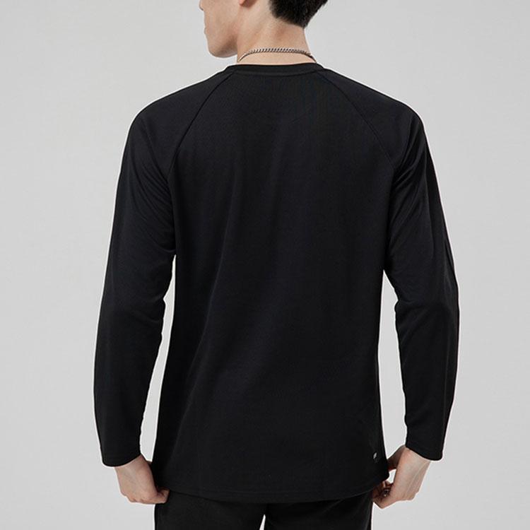 Li-Ning Moisture-Wicking Sports Crew Neck Long Sleeve T-Shirt Men Tops Black ATLR071-5