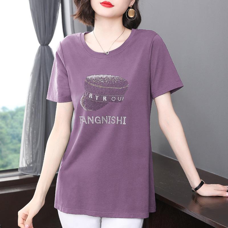 Short-sleeved T-shirt Women s Summer New Fashionable Mother T-shirt Large Size Loose Casual Fat Mm Women s Top M