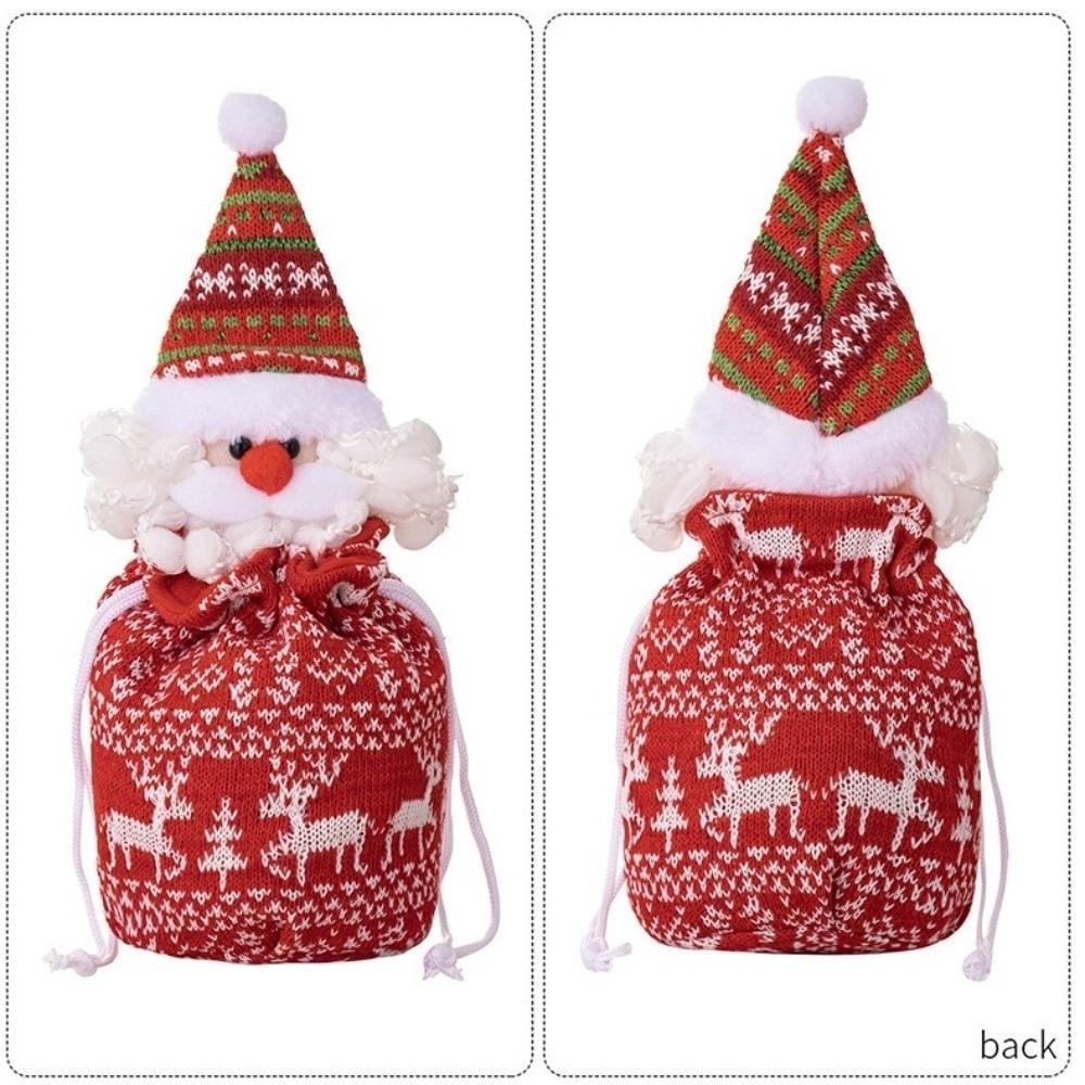 Knitted Christmas Knitted Gift Bags 3D Cartoon Candy Storage Bags  New Year Celebration