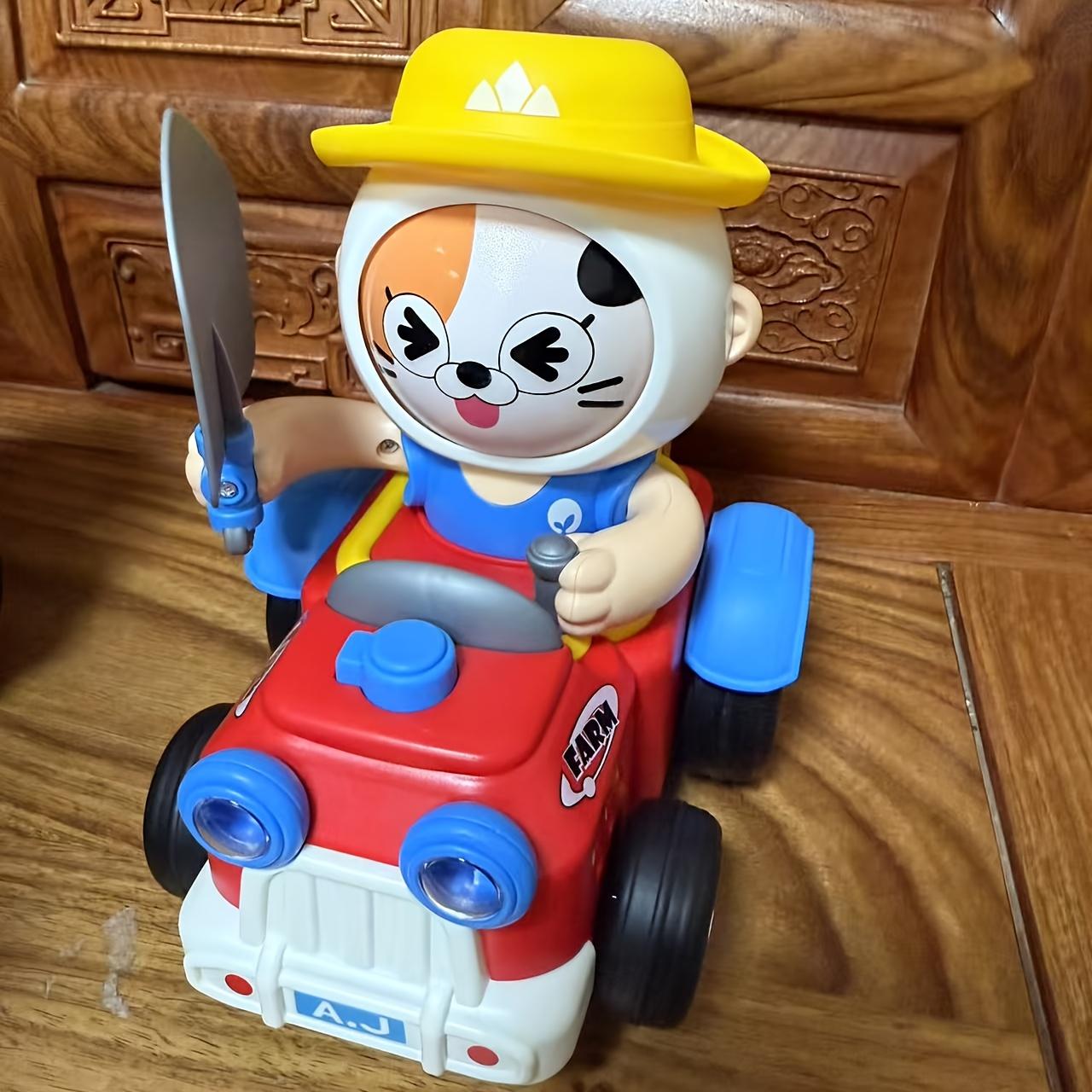 

360° Rotating Automatic Face-Changing Toy Car, Farmer s Stunt Vehicle with Obstacle Avoidance, Lights Music Perfect Christmas,Batteries Not Included червоний