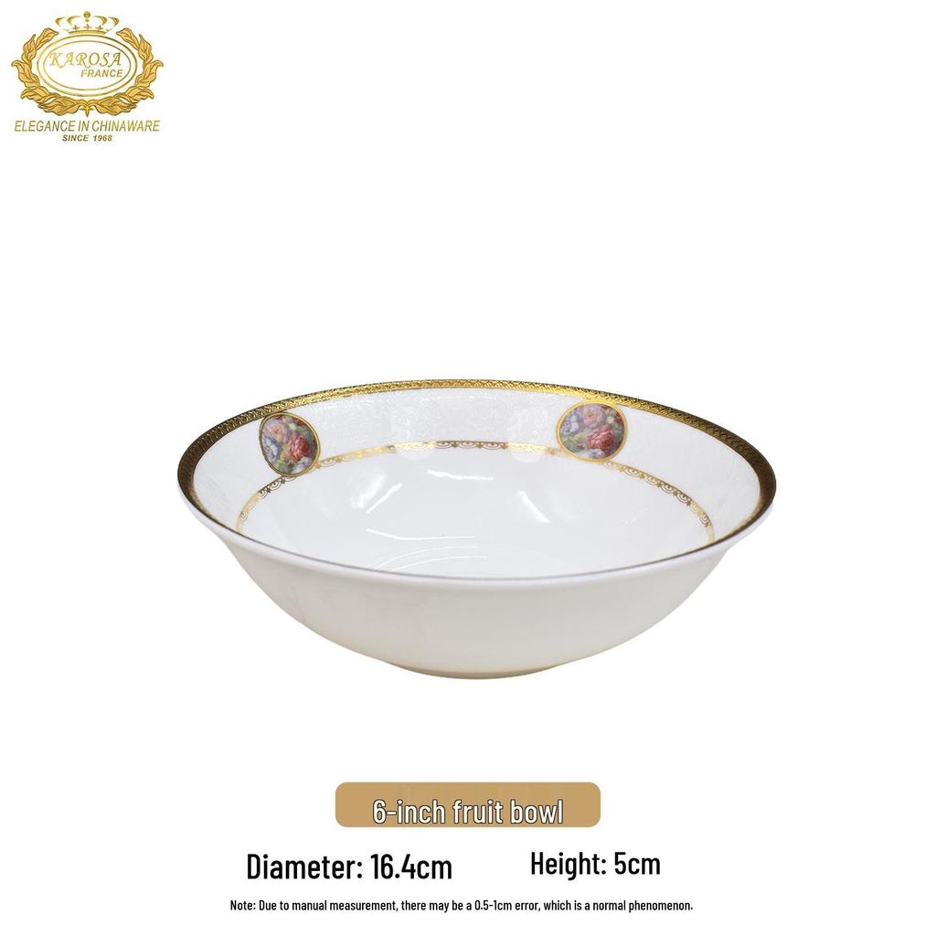 Karosa Light Luxury Bone China Gold Flower Design Tableware Set for Breakfast & Afternoon Tea.