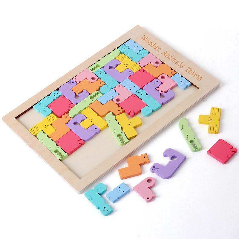 Wooden Animal Puzzle Block Educational Toy For Kids Learning And Development