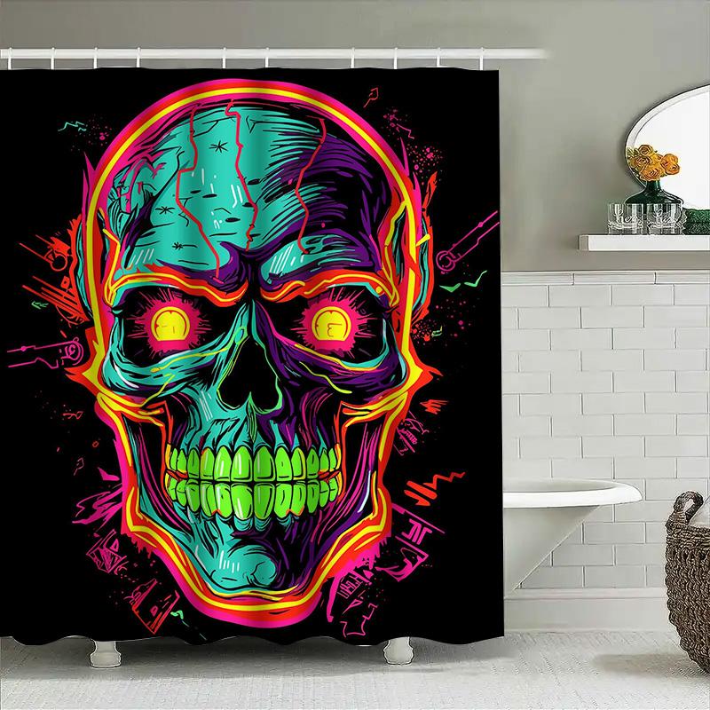 

Tuniu Psychedelic Skull Shower Curtain Neon Glow Art Room Decor Trippy Wall Decor Unique Bathroom Decor W60H190(CM)-1 Pcs