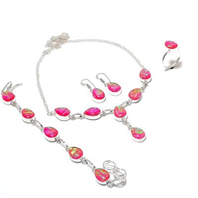Set di Gioielli in Argento Sterling 925 con Pietra Preziosa Opale Tripletta Rosa Naturale i3J98