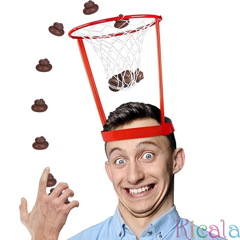1 Set Poop Head Hoops For Kid Adults Carnival Game Adjustable Basket Net Headband Party Birthday Family Indoor Game For Christma