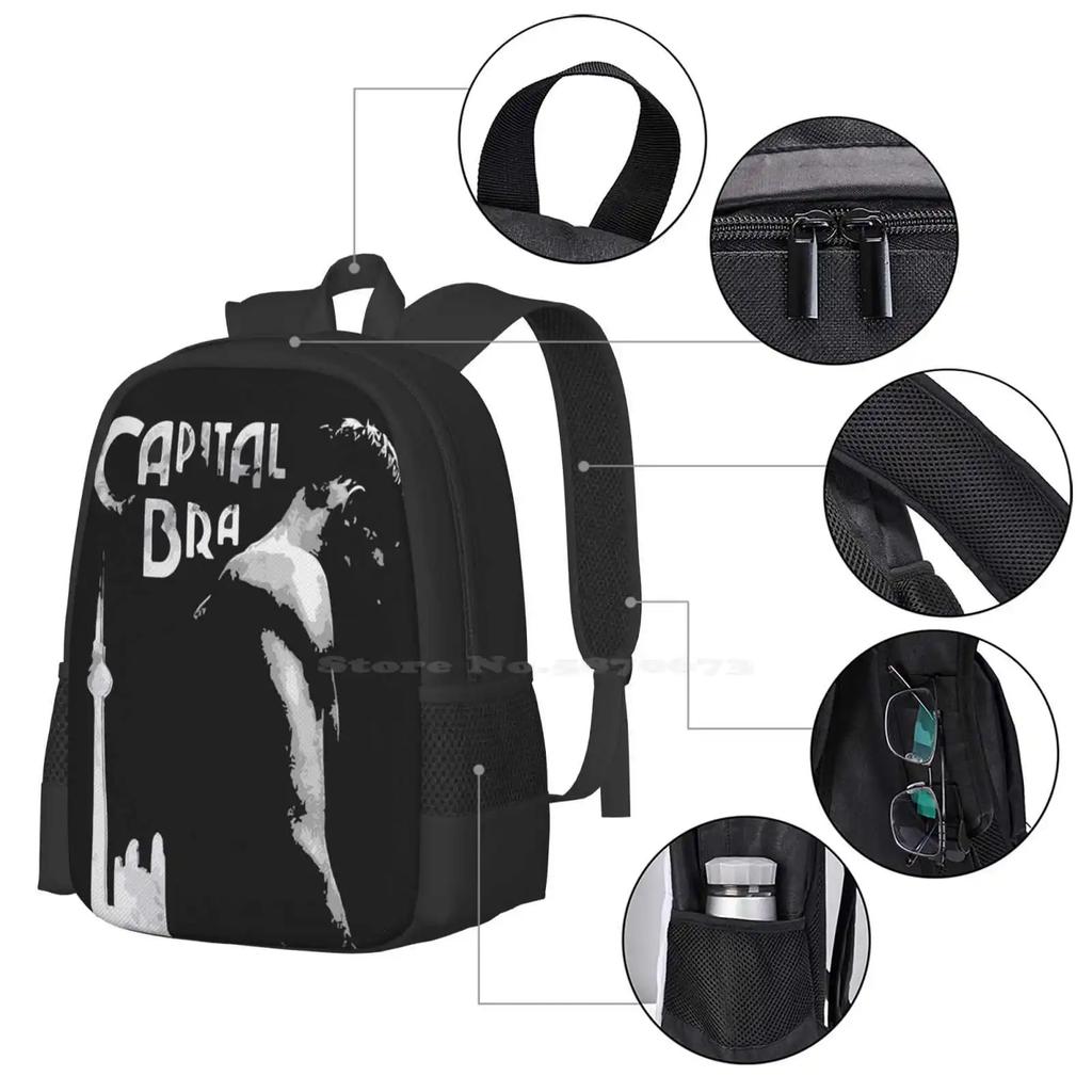 Capital Bra School Bags Travel Laptop Backpack Capital Bra Samra Berlin Lives