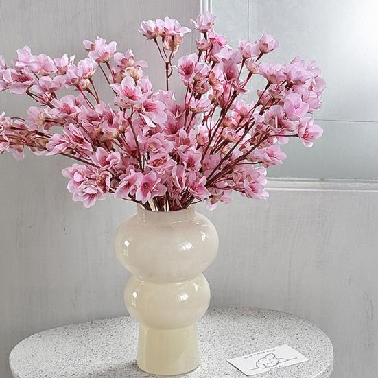 Artificial Peach Blossom Realistic Fake Silk Flower Stem Home Office Wedding Party Faux Flower Table Centerpiece Decoration