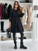 2025 European & American Women's Fashion Lace-Up Hooded Lapel Long Sleeve Coat for Autumn & Winter