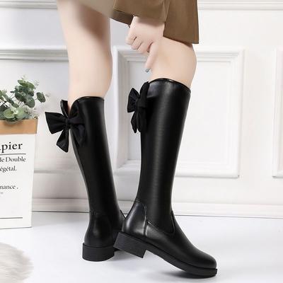 Fashion Winter Knee High Shaft Shoes for Woman Cute Footwear Black Elegant with Low Heels Long Kawaii Women's Boots Sale Spring 2024 New