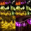 Enchanting Halloween Led String Lights Featuring Whimsical Pumpkins Spiders Skeletons For Festive Window Decor