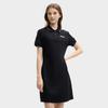 FILA Original Solid Color Comfortable Casual Versatile Polo Collar Short Sleeve Dress Women Dresses Black F51W529316F-BK