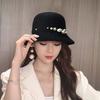 New hat women's fashion British woolen cornice hat woolen hat spring and autumn basin hat bucket hat retro top hat