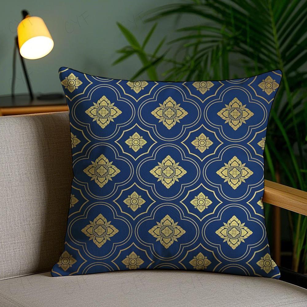 Indonesia B-Batik Design Pillow Case Anti-Dustmite Pillowcase Invisible Zipper Silky Short Plush Sofa Cushion Cover