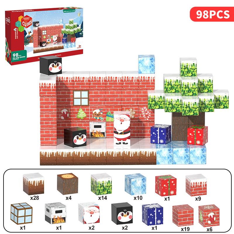 

98/155PCS magnetic building blocks children s toys, Christmas birthday gift sets, DIY educational building toys, creative games
