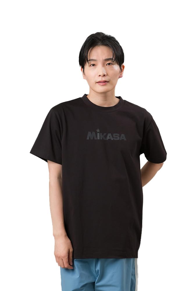 MIKASA Size L Short-Sleeve T-Shirt, Black, (Unisex) 2600-BKL