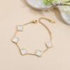 AIPPK 18K Gold Plated Clover Lucky Bracelet for Women White/Black/Red/Green Flower Four Leaf Link Bracelets Trendy Jewelry Gifts for Women