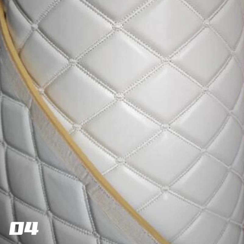 6mm Thick Sponge Quilted Faux Leather Fabric Embroidered Car Interior Material Embroidered Car Upholstery Trim Fabric 100x135cm