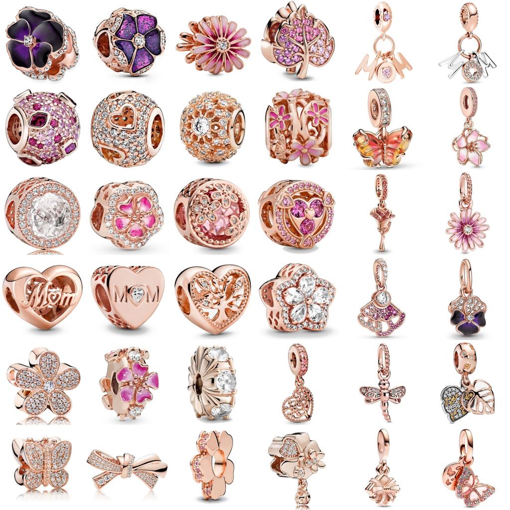 New Copper Rose Gold Butterfly Style Flower Dragonfly Present Box Charm Compatible With Authentic Bracelet Accessories Women Jewelry Item