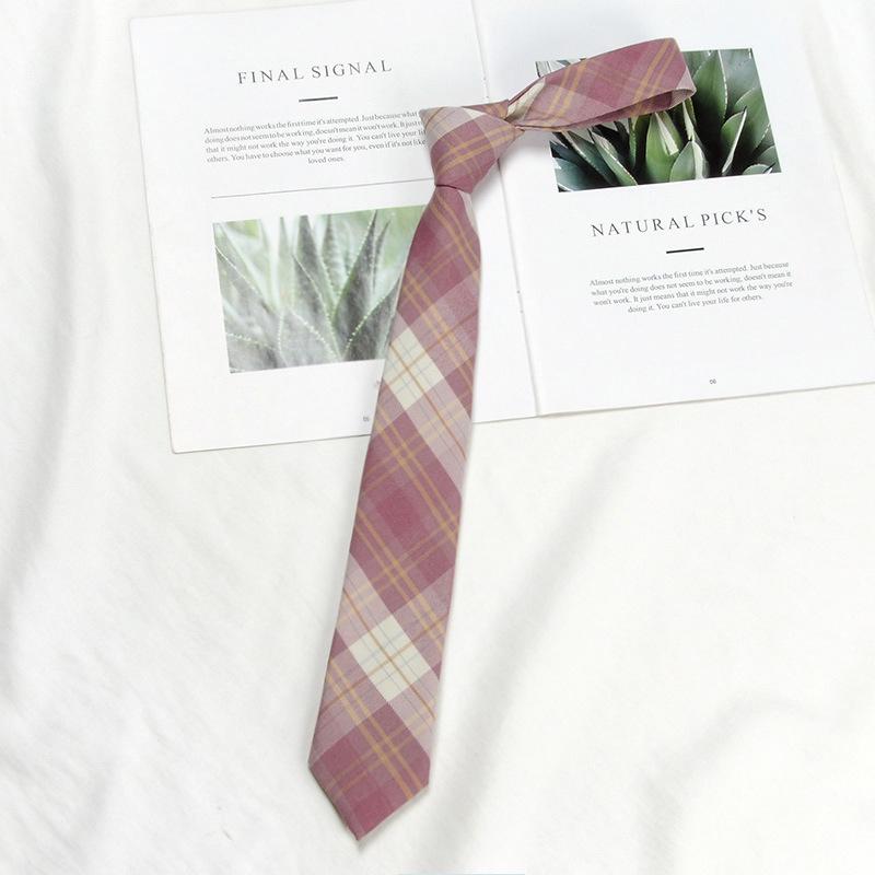 Lemon Sea Salt Plaid School Uniform Tie - Handmade Japanese Academy Style for Men & Women