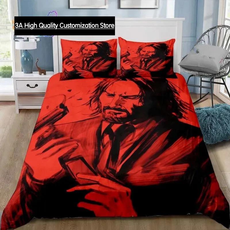Thriller Film John Wick Bettwäsche Set Einzelbett Twin Bett Vollbett Queen Size Bett Set Erwachsener Jungen Schlafzimmer Bettwäsche Geschenk