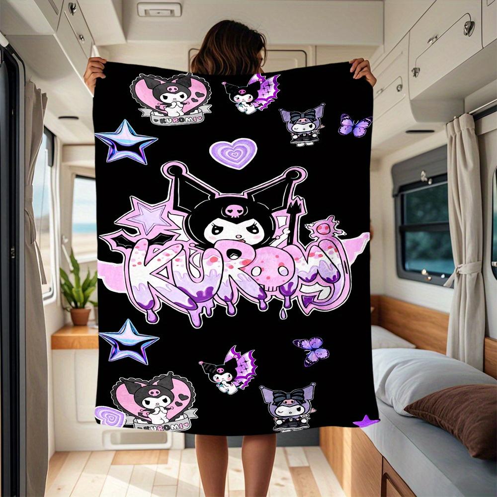 

1pc Kuromi, Cute, Gothic RV flannel blanket, pattern printed blanket, sofa bed couch car office camping travel warm comfortable soft blanket 130x150cm