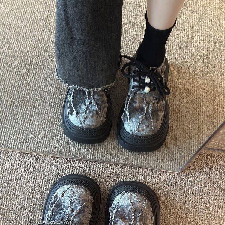 [Ushilai] thick-soled big-headed loafers for women's spring 2025 new heightening casual versatile Mary Jane shoes