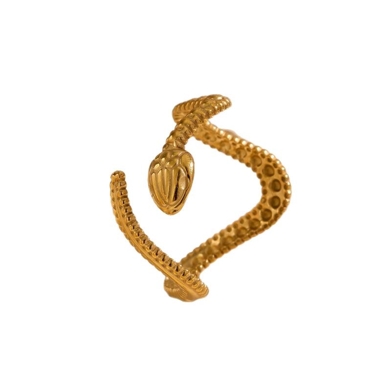 Stainless Steel Exaggerated Snake Texture Rings for Women Men New Personality Adjustable Opening Rings Party Jewelry Accessories