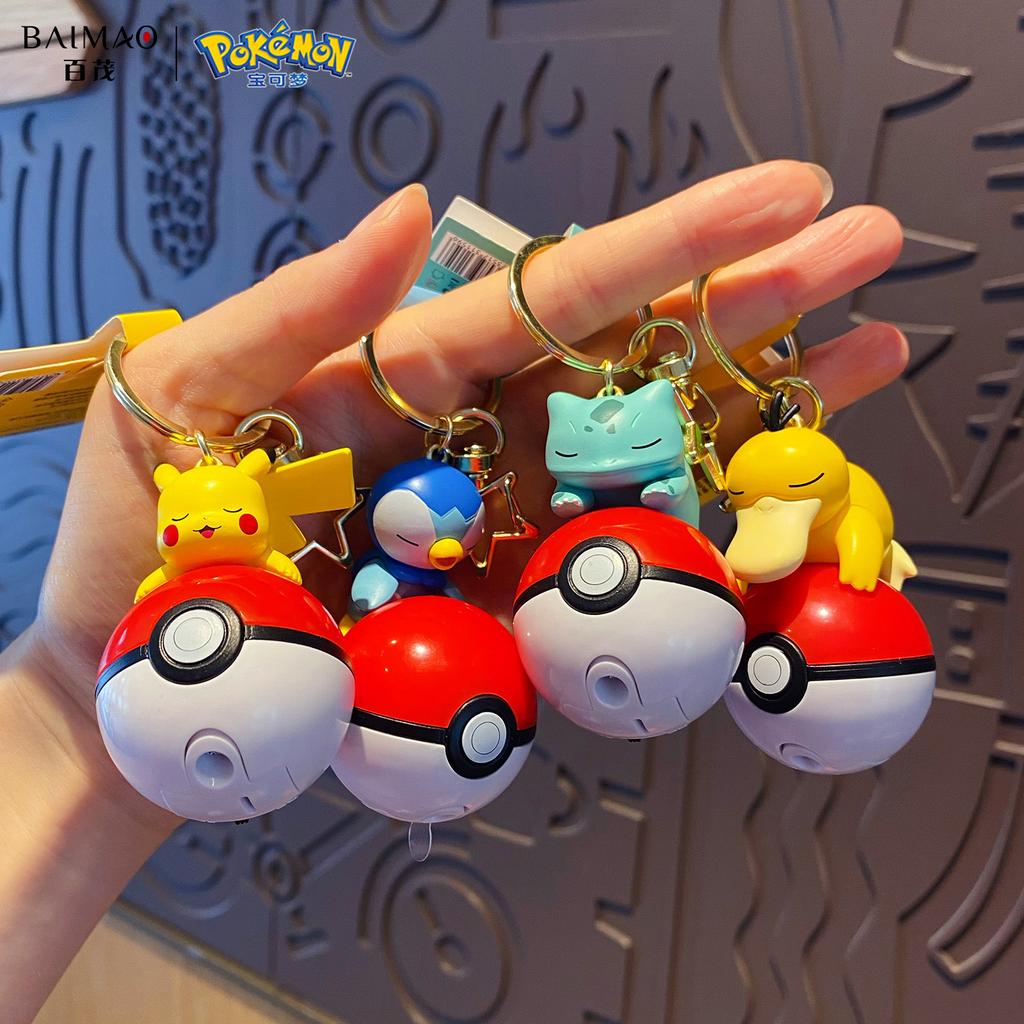 Genuine Pikachu Keychain Psyduck Piplup Bulbasaur Anime Action Figures Toy Keyring Fragrance Pendant Christmas Gifts