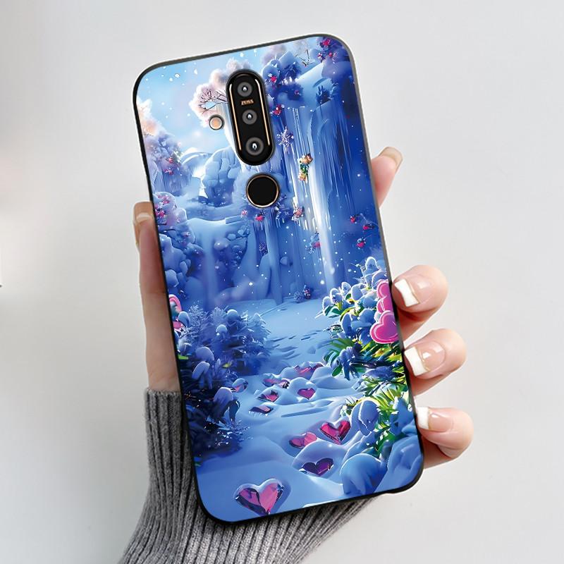 Casing For Nokia 8.1 Plus / Nokia 7.1 Phone Case Aesthetic Fashion Cute Cat Black Matte Soft TPU Silicone Shockproof Back Cover