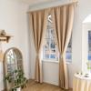 Winter Thermal Warm Folder Cotton Curtain Cold proof Windbreak Soundproof Blackout Beige Curtains for Living Room and Bedroom