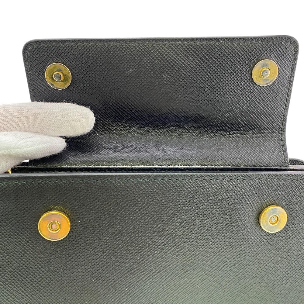 PRADA 1ZH048 Chain wallet leather Purse black leather Used