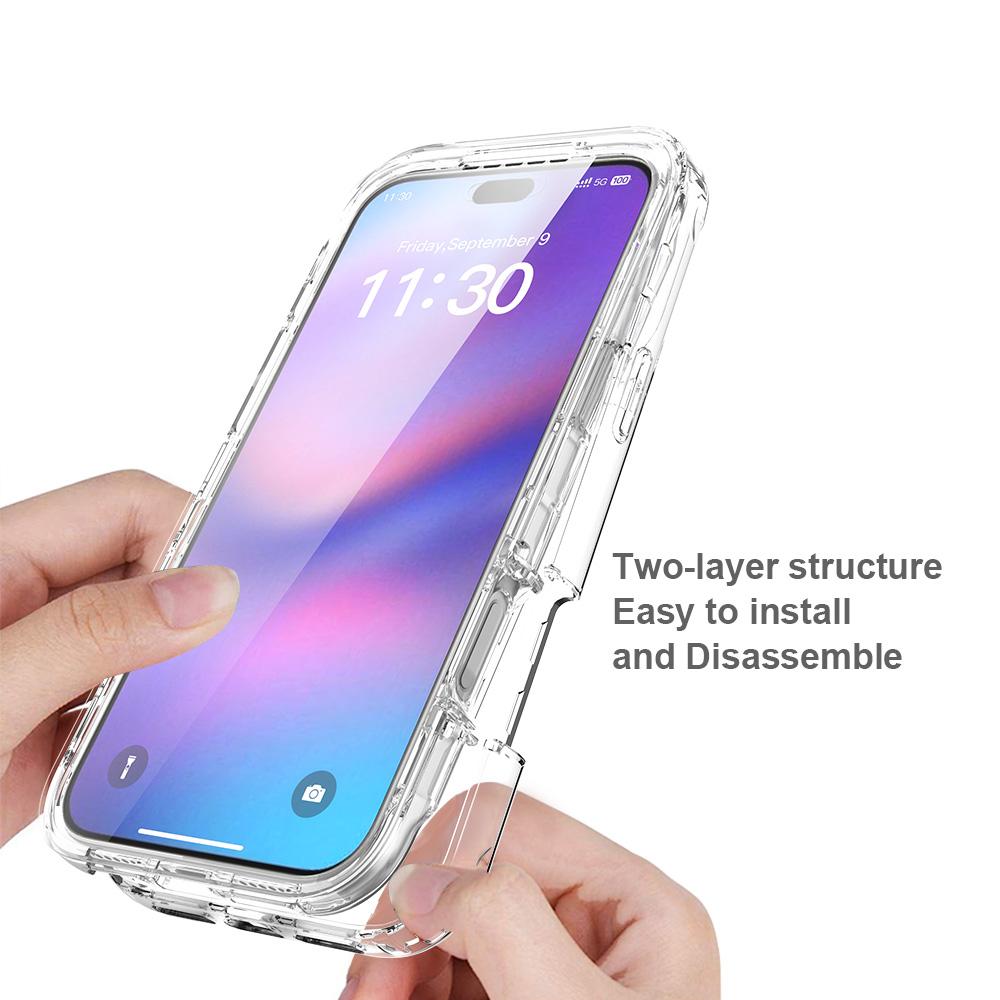 For iPhone 17 Pro Max Case Built-In PET Screen Protector PC+TPU Full Body Shockproof Phone Cover