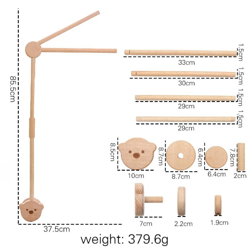Baby Wooden Bed Bell Cartoon Rabbit Mobile Hanging Rattles Toy Hanger Crib Mobile Bed Bell Wood Toy Holder Arm Bracket Kid Gifts