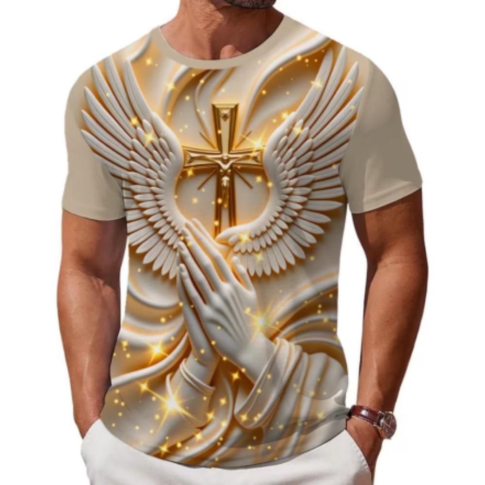 Men's fashionable 3D printed T-shirt, suitable for everyday casual wear, breathable summer short-sleeved crew neck T-shirt.