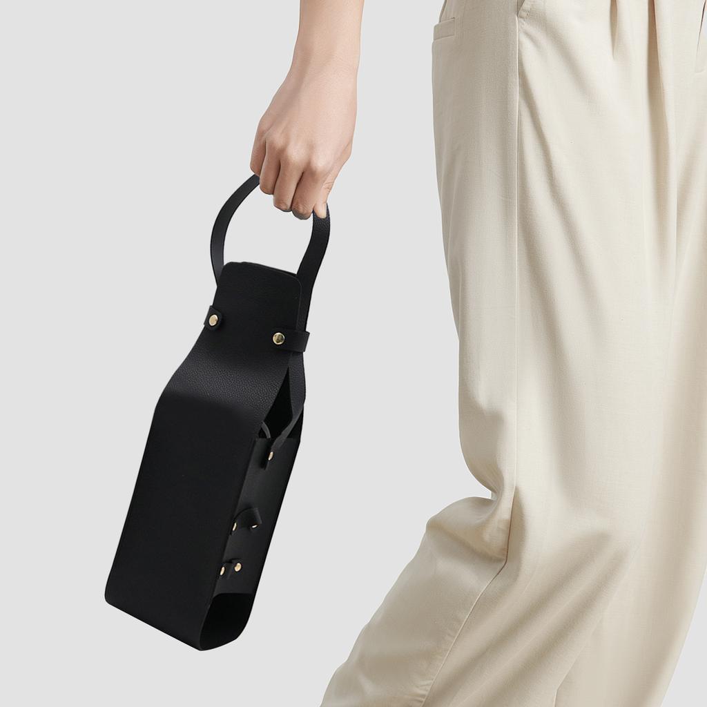 Wine Tote PU Leather Wine Holder Carrying Case Wine Carrier with Handle Liquor Bottle Carrier Carry-On Pouch Travel Wine Bag