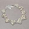 Natural Dalmatian Jasper Necklace 18" Adjustable Chain Silver Tone Heart Jewelry