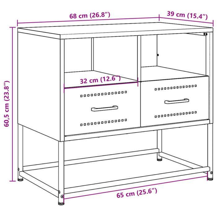 VidaXL Meuble TV blanc 68x39x60,5 cm acier, support TV, buffet TV, armoire hifi, banc TV, armoire en métal, meuble 846553