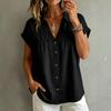 Women's V Neck Loose Slimming Button Down Pleated Blouse Casual Shirt Top