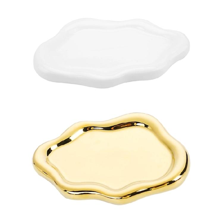 2PCS Artistic Ceramic Trays with Cloud Shape for Modern Home Enhancement and Photo Event Blending Seamlessly Anywhere