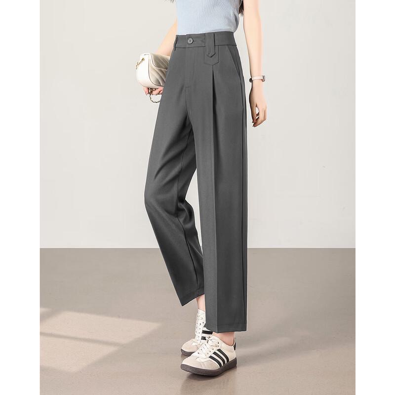 TERRE BLEUE Women's Casual Wide-Leg Straight Suit Pants