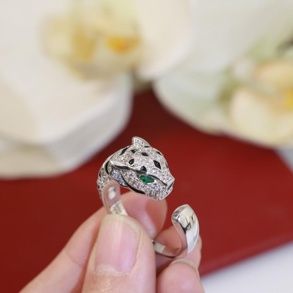 The Latest Popular Leopard Grandmother Emerald Ring High Carbon Diamonds, Full of Dominance Leopard Multi Circle Ring Size Open