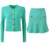 2025 Spring/Autumn Women's Fashion Knitted Cardigan & A-Line Skirt Set
