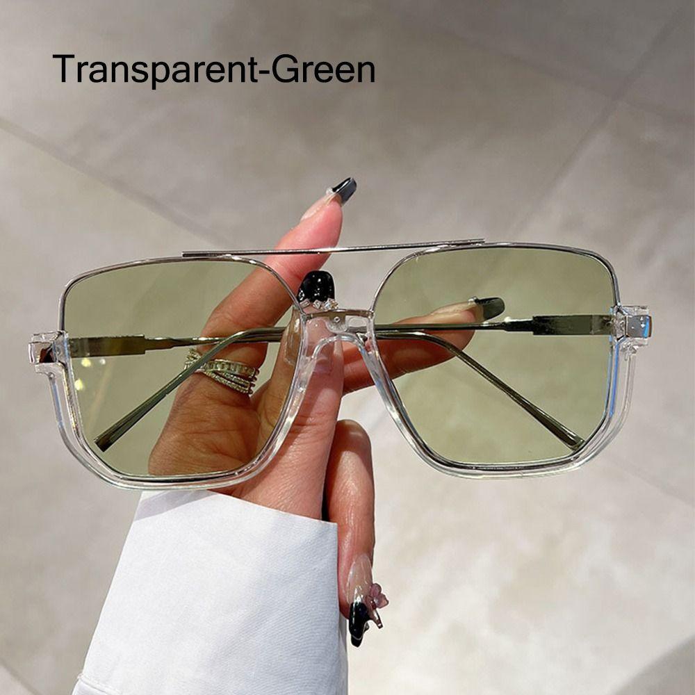 Half Square Frame Oversized Sunglasses Women Men Brand Design Fashion Shades Trendy UV400 Sun Glasses Trendy Ins Metal Eyewear