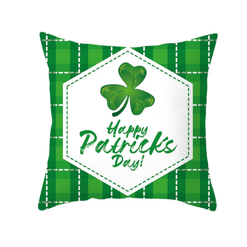 

Дом Ст. Подушка из зеленого персикового бархата на День Святого Патрика, Наволочка с четырехлистным клевером на Национальный день 45 * 45Cm (without pillow core)