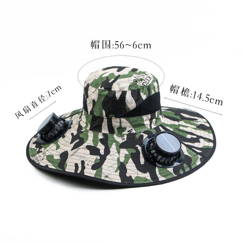 Solar Fan Camouflage Hat Men's Summer Fishing Hat Visor Hat Big Eaves Hat Sun Protection Hat Outdoor Bucket Hat