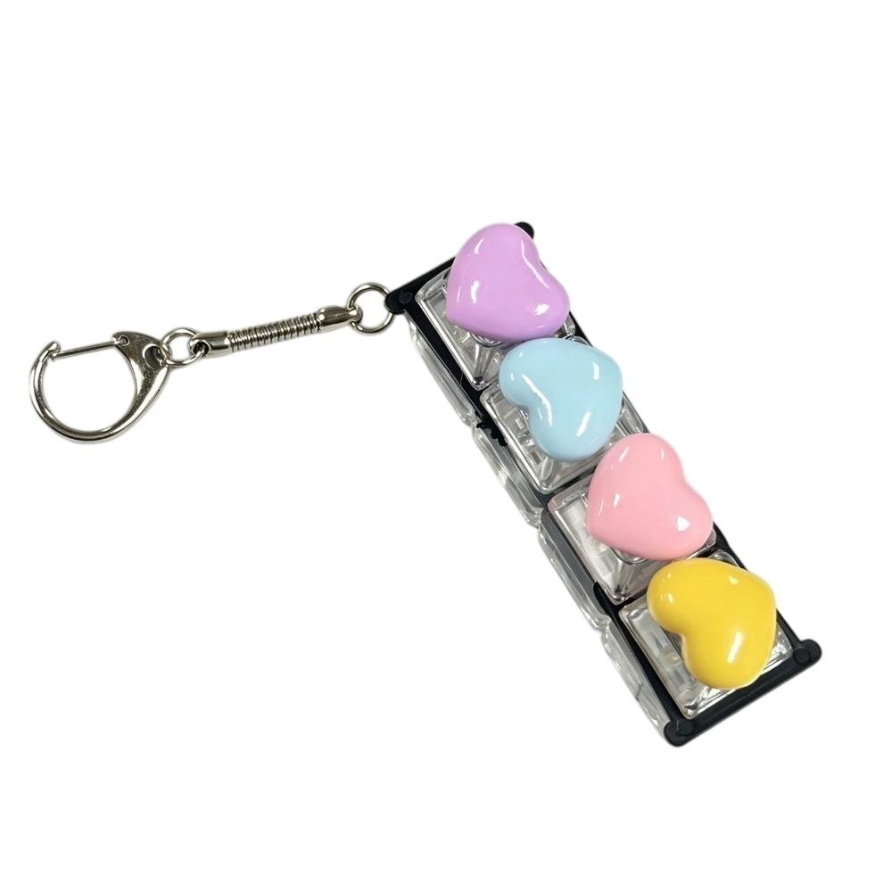 Portable Heart Keyboard Clicker Keychain Love Heart Fidget Bag Pendant Student Bag Ornament