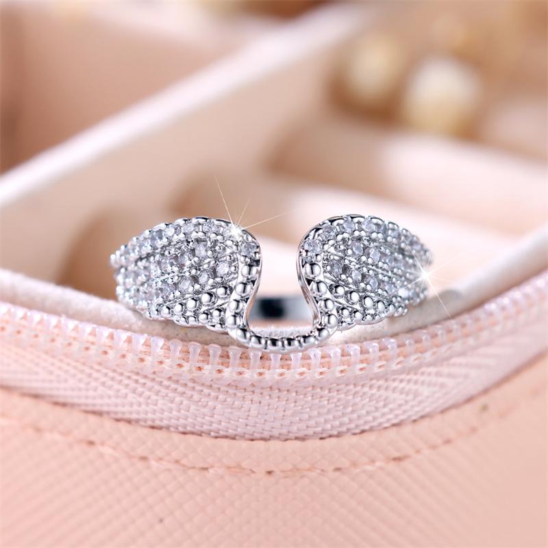 Cute Female White Zircon Stone Ring Trendy Silver Color Engagement Rings For Women Small Wedding Jewelry Gift