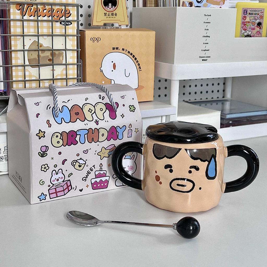 Creative Funny Expression Mug Birthday Gift for Boyfriend and Girlfriend Ceramic Cup Girlfriend Practical Souvenir Gift Box