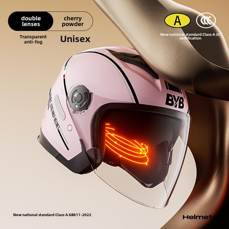 BYB A-Class 3C Certified Universal Helmet with Anti-Fog Dual Lens for Motorcycle/Electric Vehicle (Four Seasons).