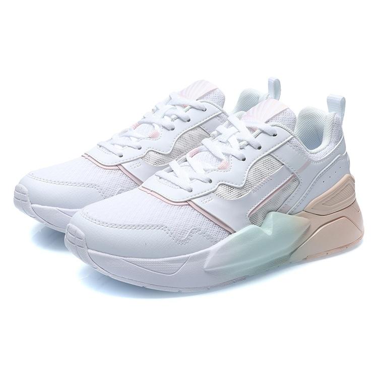 Li-Ning Li Ning Cushioning Slip Resistant Abrasion Resistant Low top Running Shoes Women's White Apricot AGCR074-4